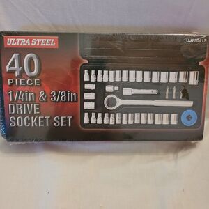 ULTRA STEEL 40 Piece 1/4in & 3/8in drive socket set NIB with case